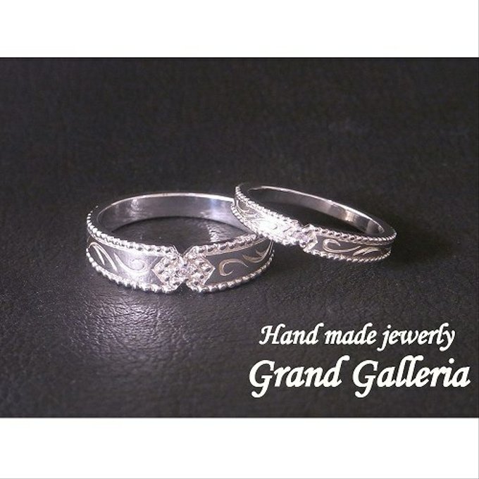 pt900 プラチナ900 唐草模様 アラベスク マリッジリング 結婚指輪 ダイヤモンド Grand Galleria GRAND  GALLERIA minne 国内最大級のハンドメイド・手作り通販サイト