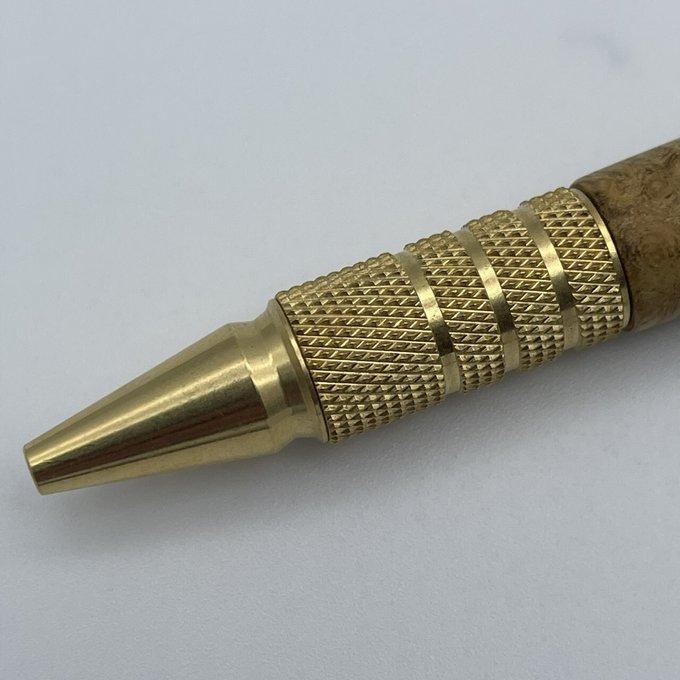 木軸ボールペン2 プラタナス瘤杢 真鍮(ブラス)無垢金具 - 工房 木軸ボールペン2 プラタナス瘤杢 真鍮(ブラス)無垢金具 - 工房