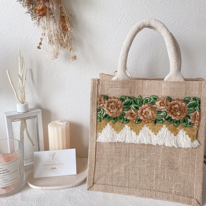 ジュートバック×インド刺繍リボン その他バッグ | siliconerecycling.com