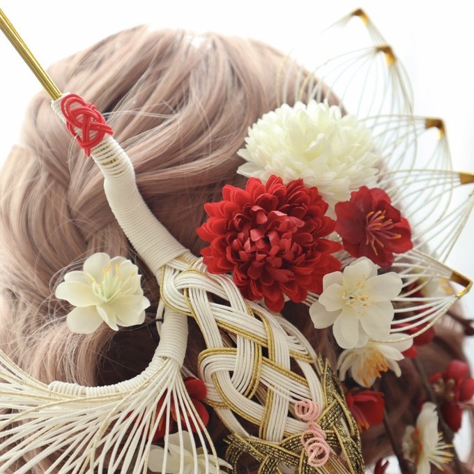 ヘッドドレス 髪飾り 鶴 梅 菊 赤 白 紅白 結婚式 ウェディング ヘッドドレス 髪飾り 鶴 梅 菊 赤 白 紅白 結婚式 ウェディング