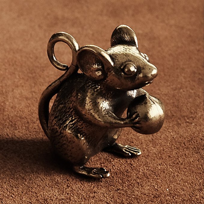 素晴らしい価格 真鍮 ねずみ キーホルダー 縁起物 ネズミ 鼠 マウス キーチェーン 大国様