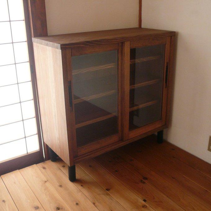 天然木のナチュラルなカウンターキャビネット 引き戸 ムクの木工房'S GALLERY minne 国内最大級のハンドメイド・手作り通販サイト