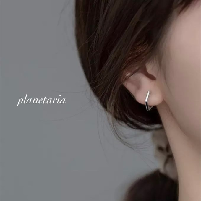 silver925 ペンタゴンミニフープピアス シルバー - planetaria | minne