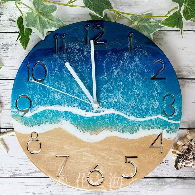 海アート✳︎海と白波の壁掛け時計30cm - 花と海と | minne 国内最大級