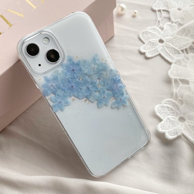 ハイドレンジア 押し花スマホケース 全機種対応 - sakura*la ハイドレンジア 押し花スマホケース 全機種対応 - sakura*la