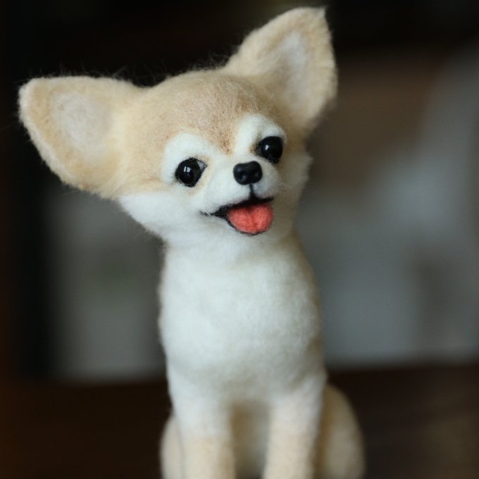 羊毛フェルト ロングコートチワワ(柴犬カット) - MELLKOTA'S 羊毛フェルト ロングコートチワワ(柴犬カット) - MELLKOTA'S