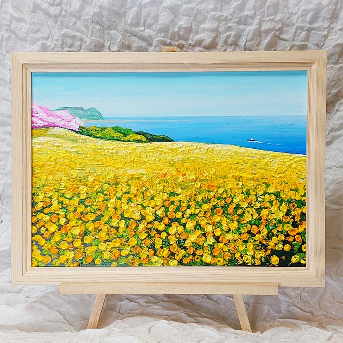 トレック販売店 油絵 絵画 【菜の花と桜】 dhlcm.lk