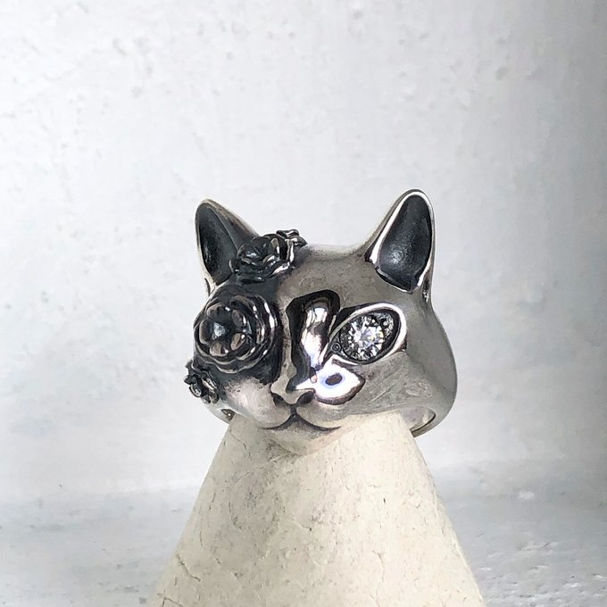 クリアな瞳の花と猫のリング GUSH2017'S GALLERY minne 国内最大級のハンドメイド・手作り通販サイト