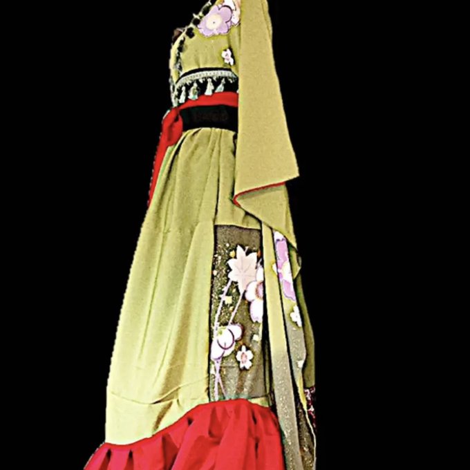 INORI4U 着物リメイク ハンドメイドワンピース 衣装 ドレス 振袖 一点