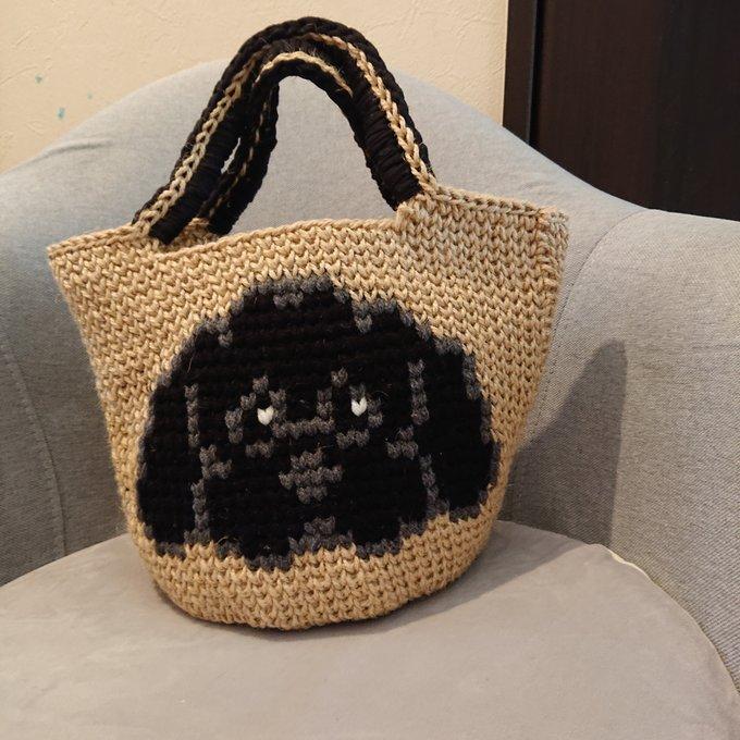 麻紐バッグ トイプードル黒 - handmade Cher | minne 国内最大級の ... ハンドメイド 麻バック マルシェ バック プードル