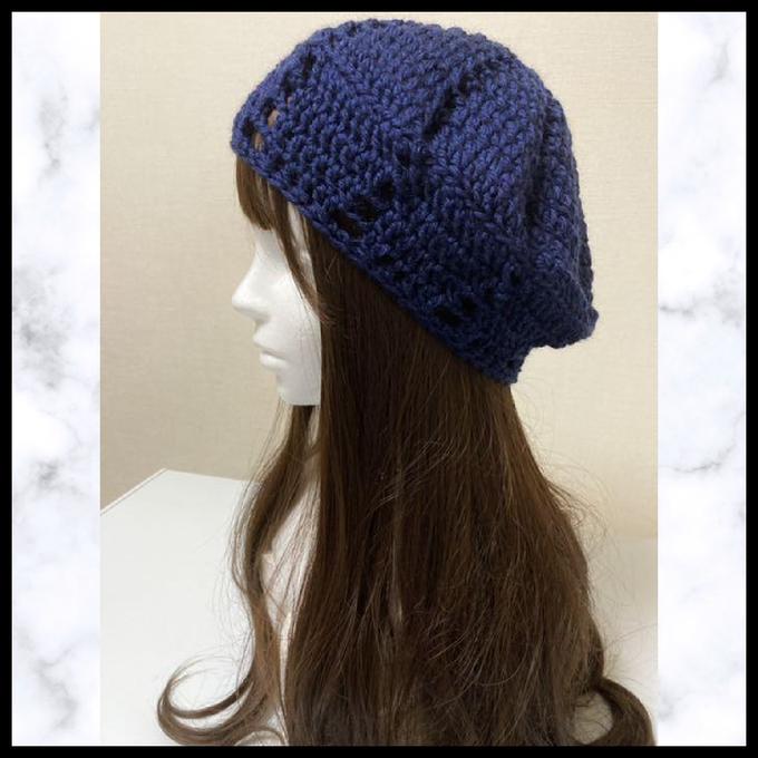 手編み　ニットベレー帽