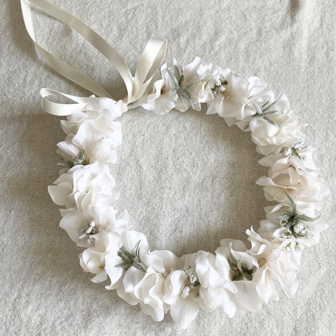 ホワイト・グリーン》ベビー・キッズ 花冠 花かんむり はなかん ホワイト・グリーン》ベビー・キッズ 花冠 花かんむり はなかん