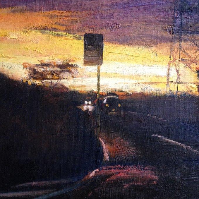 油絵F4号 夕焼けの街道 - 黄土6号 | minne 国内最大級の 油絵F4号 夕焼けの街道 - 黄土6号 | minne 国内最大級の