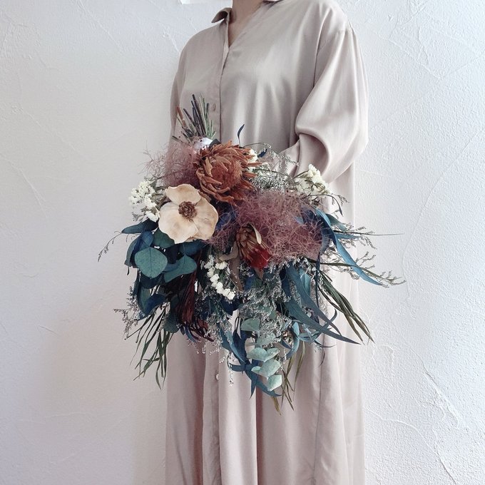 MUKUTOU 造花weddingユーカリとカラーのブーケ MUKUTOU 造花wedding MUKUTOU 造花weddingユーカリとカラーのブーケ MUKUTOU 造花wedding