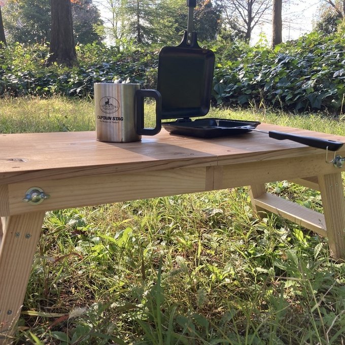 休日 ミニテーブル アウトドア キャンプ 小物置き 折り畳みテーブル 緑