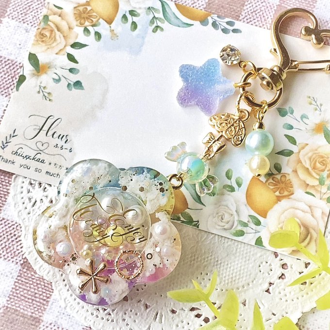 お花のシャカシャカキーホルダー♡虹 - ふるーる〜Fleur お花のシャカシャカキーホルダー♡虹 - ふるーる〜Fleur