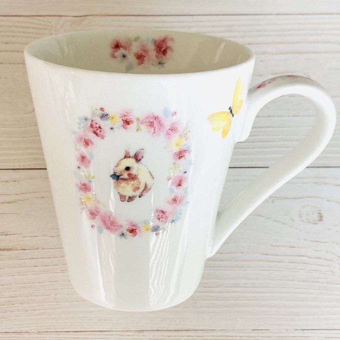 うさぎ マグカップ 小花柄 ピンク 皿 食器 - うさぎのざっか うさぎ マグカップ 小花柄 ピンク 皿 食器 - うさぎのざっか