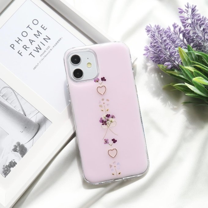 ソフトラベンダー♡紫 小花 花束 スマホケース 押し花 ソフトラベンダー♡紫 小花 花束 スマホケース 押し花