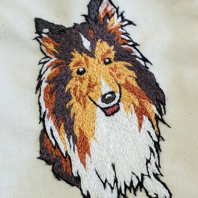 刺繍シェルティ ピンクのポーチ(送料無料) AKIROON rough ラフ 動物柄 ポーチ