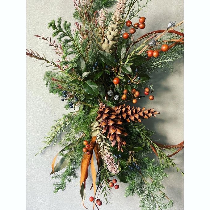 リース ハーフリース クリスマスリース ドライフラワー リース ハーフリース クリスマスリース ドライフラワー