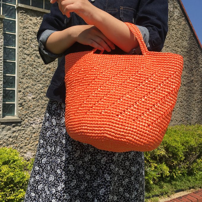レトロなかごバッグ（オレンジ） ミーパニエ minne 国内最大級のハンドメイド・手作り通販サイト