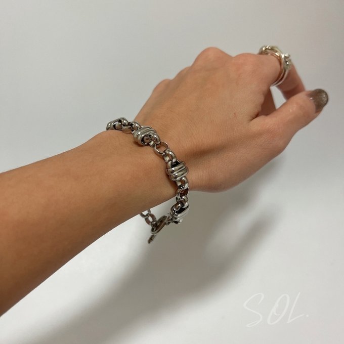 ステンレス メンズライク シルバーブレスレット ハート マリア