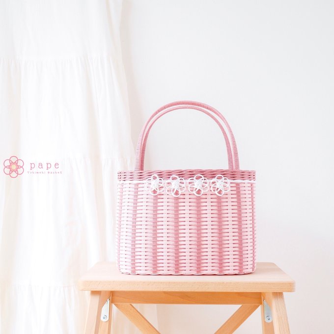 プチフラワーのカゴバッグＭ＊ピンク【受注生産】 - ときめき色のカゴ