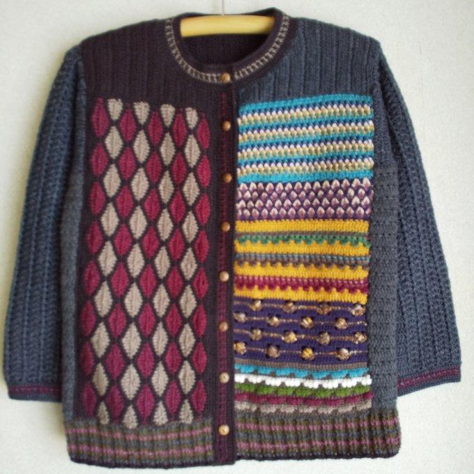 プライスダウン】かぎ針編みとアフガン編みのカーディガン