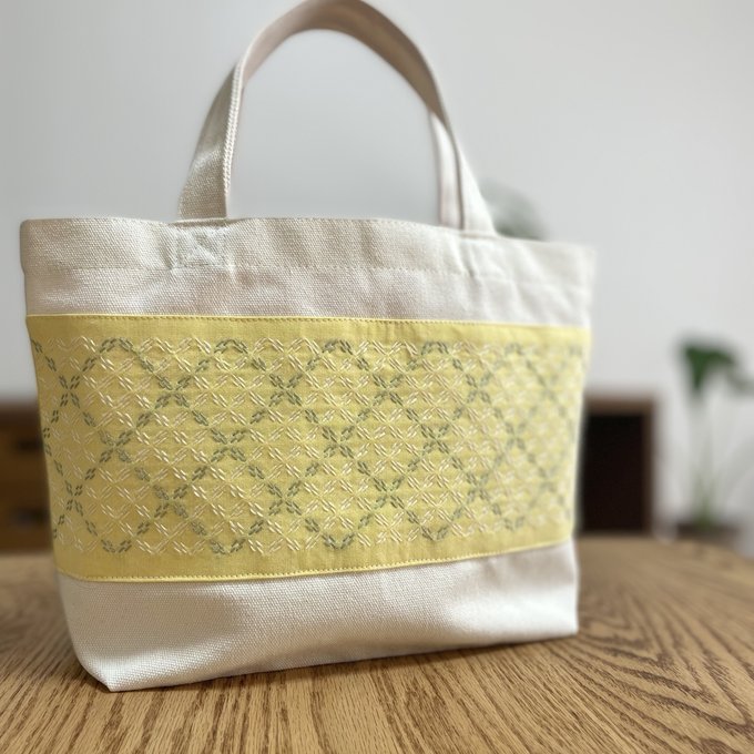 受注制作】刺し子トートバッグ 刺繍 キャンバストート ランチバッグ