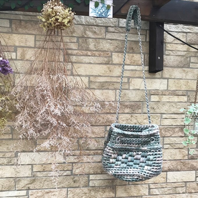 LYN 編み物 PU 巾着型 M Bucket Bag バケットバッグ 2WAY 蝶 カモフラ*2way 巾着Bucket bag - O_CHON'S GALLERY | minne