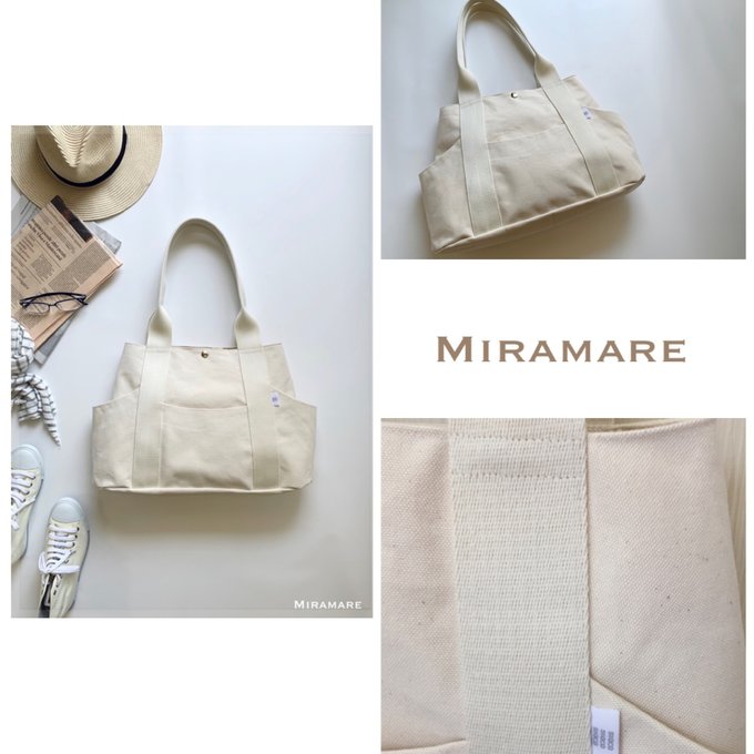 SIOCO ・Miramareシリーズ 8号帆布〈生成り〉×持ち手〈オフ白 SIOCO ・Miramareシリーズ 8号帆布〈生成り〉×持ち手〈オフ白