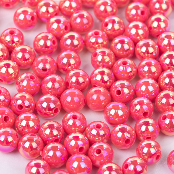 シャボン玉のような光沢 ABカラービーズ オーロラミルキー 濃いピンク チェリーピンク 赤 8ミリ 100個 B95 パールクリエイト  minne 国内最大級のハンドメイド・手作り通販サイト