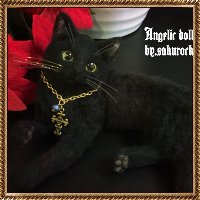 黒猫さん 置物 羊毛フェルト リアル 猫 黒猫 インテリア - Angelic doll(stone)GALLERY | minne  国内最大級のハンドメイド・手作り通販サイト