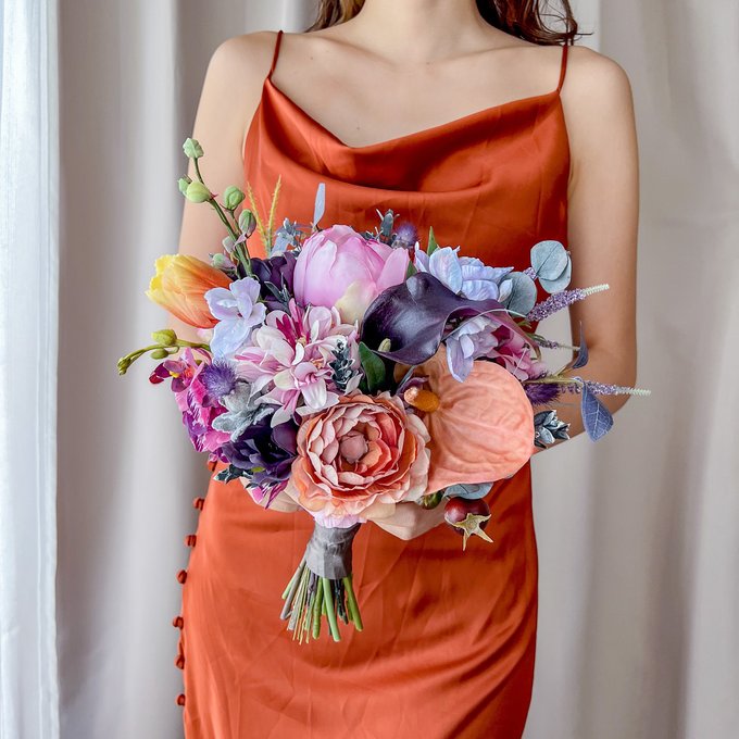 大人韓国風春ブーケ 結婚式 前撮り カラフル 造花(アーティ 大人韓国風春ブーケ 結婚式 前撮り カラフル 造花(アーティ
