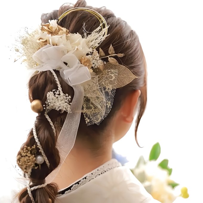 成人式 卒業式 かすみ草 ウェディング 結婚式 振袖 和装 編み 成人式 卒業式 かすみ草 ウェディング 結婚式 振袖 和装 編み