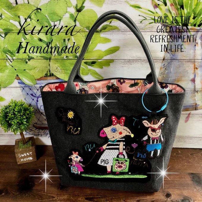 海外花系 ブタさん刺繍トートバッグ | www.kdcow.com