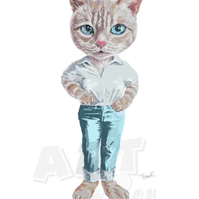 シュールなアニマルイラスト＊ジーンズをはいた猫 ART TO YOU minne 国内最大級のハンドメイド・手作り通販サイト