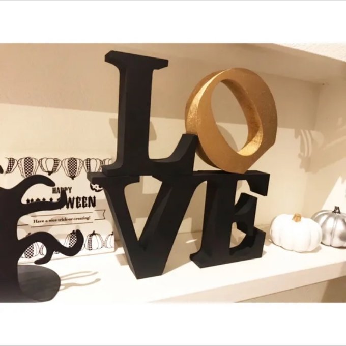 インテリア ウッド オブジェ アルファベット LOVEオブジェ ゴールド