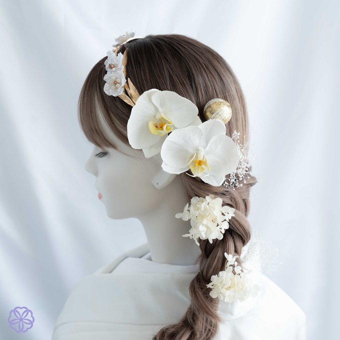 結婚式 髪飾り 胡蝶蘭 和装 白無垢 花 花嫁 ヘアアクセサリー 結婚式 髪飾り 胡蝶蘭 和装 白無垢 花 花嫁 ヘアアクセサリー