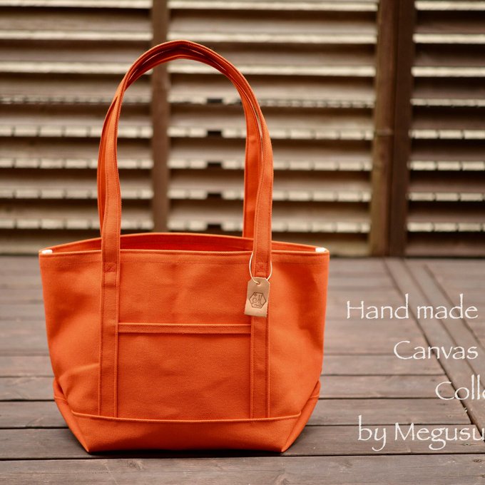 sale‼︎】肩掛け帆布トート☆オレンジ☆ - MEGUSUKEMADE'S sale‼︎】肩掛け帆布トート☆オレンジ☆ - MEGUSUKEMADE'S