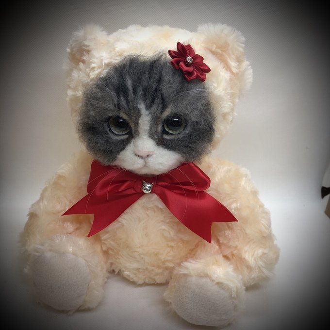 ハンドメイド 羊毛フェルト ぬいぐるみ 怪しい くま ハンドメイド 羊毛フェルト ぬいぐるみ 怪しい くま
