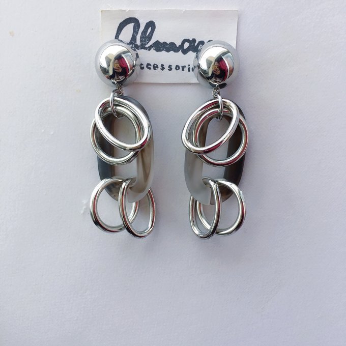 スタイルズ(STYLES) ハンドメイド ピアス シルバー フープ リング フープピアス オーバル チェーン 通販 ハンドメイド ピアス フープ シルバー