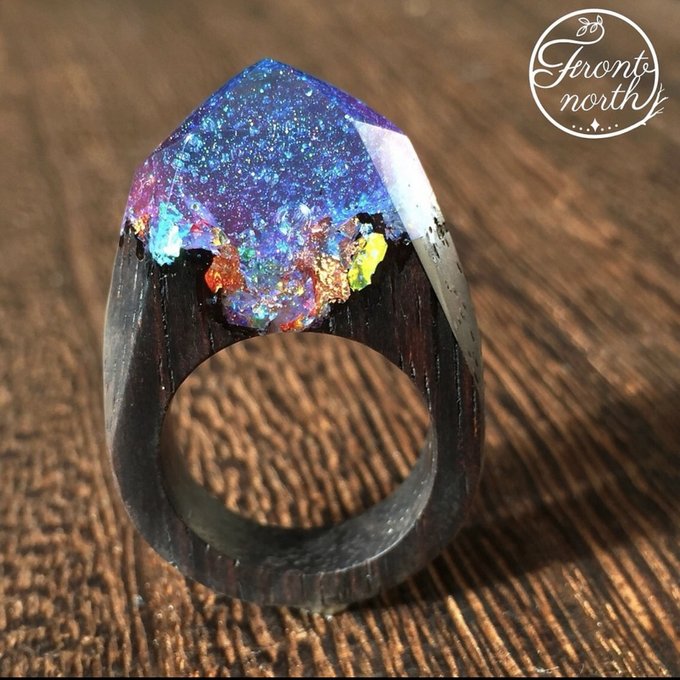 魔法の指輪【宇宙】/ウッドレジンリング - 【wood resin jewelry