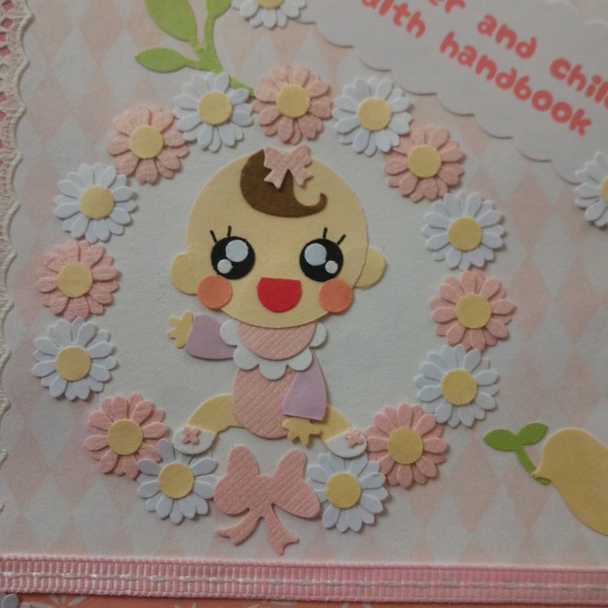 母子手帳カバー 文庫本サイズ クラフトパンチ 女の子 ピンク emikoro22 minne 国内最大級のハンドメイド・手作り通販サイト