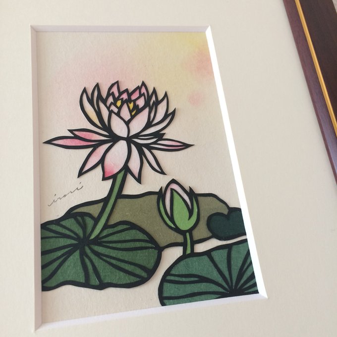 原画・額装〉睡蓮の切り絵・はがきサイズ - 色李画廊 | minne 原画・額装〉睡蓮の切り絵・はがきサイズ - 色李画廊 | minne