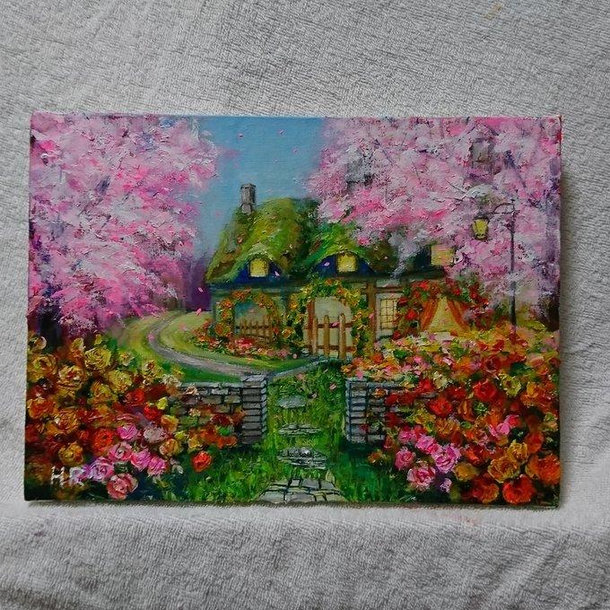 油絵 絵画 春の桜 ＨＲ minne 国内最大級のハンドメイド・手作り通販サイト