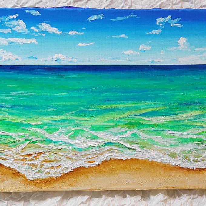 油絵 絵画 【エメラルドグリーンの海】 - ＨＲ | minne 国内最大級の 