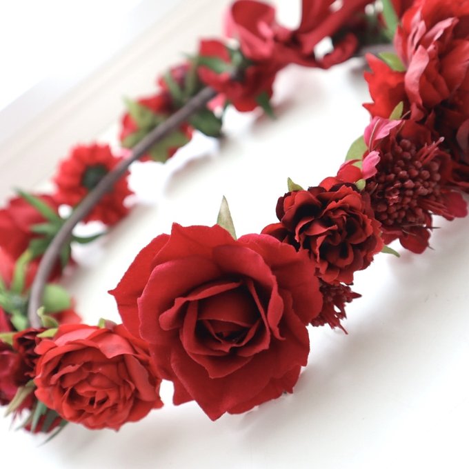 花冠 花かんむり 赤 赤色 還暦 還暦祝い ヘッドドレス ヘア 花冠 花かんむり 赤 赤色 還暦 還暦祝い ヘッドドレス ヘア