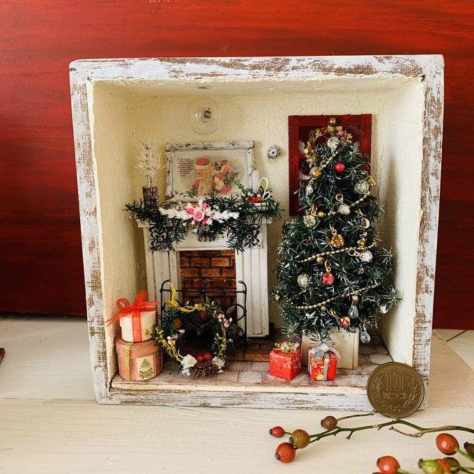 クリスマス🎄ハウス🎄暖炉のお部屋 🎄ツリー🎄ミニチュア クリスマス🎄ハウス🎄暖炉のお部屋 🎄ツリー🎄ミニチュア