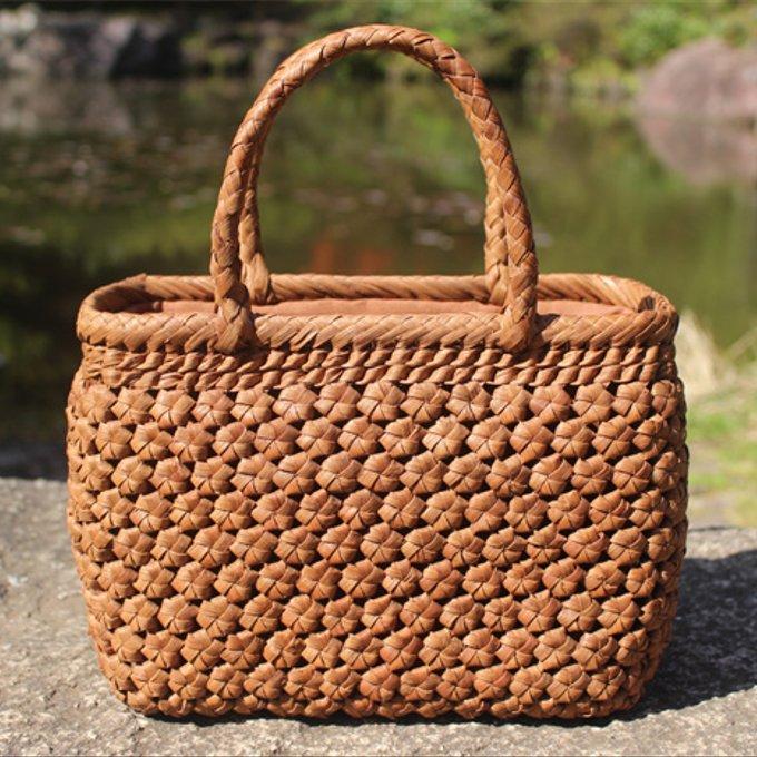 六角花結び編み 山葡萄 かごバッグ やまぶどう 山ぶどう カゴ 六角花結び編み 山葡萄 かごバッグ やまぶどう 山ぶどう カゴ
